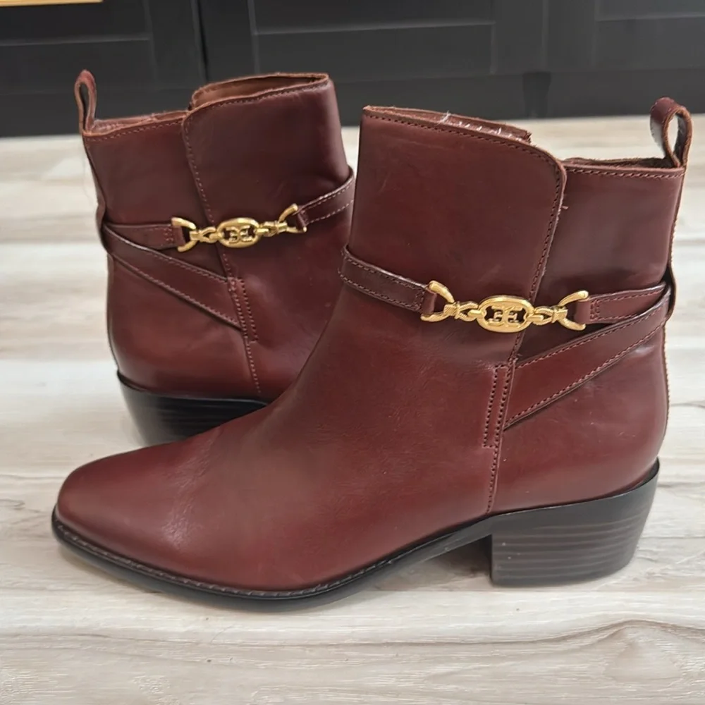Sam Edelman Brawley Oxblood Leather Western Ankle Booties Size 7.5 NWT